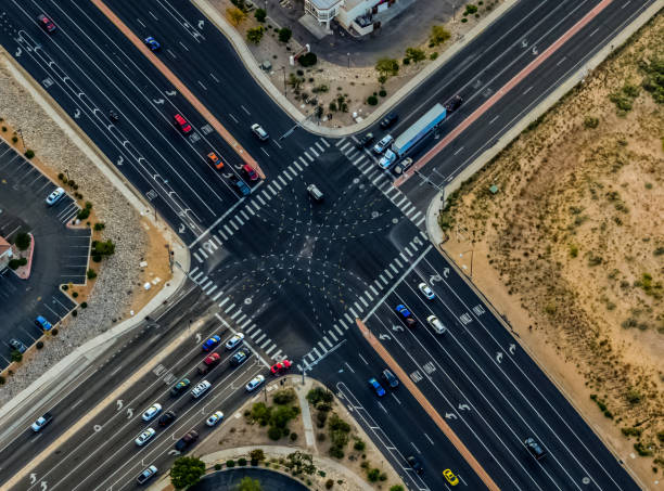 intersection de l’abq - aerial view albuquerque new mexico usa photos et images de collection