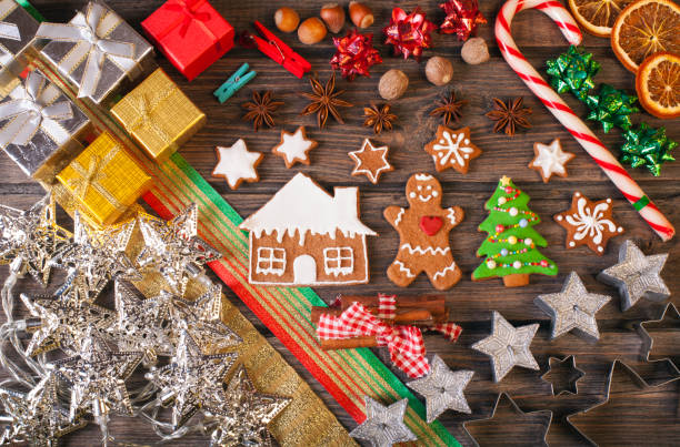 istock Christmas homemade gingerbread cookies on rustic wooden table 874190016