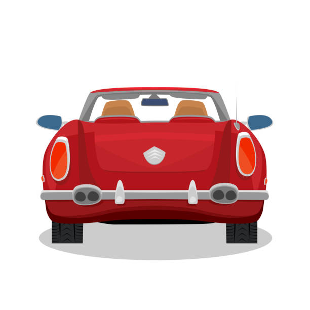 61 Red Cartoon Car Back View Design Flat Vector Illustration Illustrations  & Clip Art - iStock