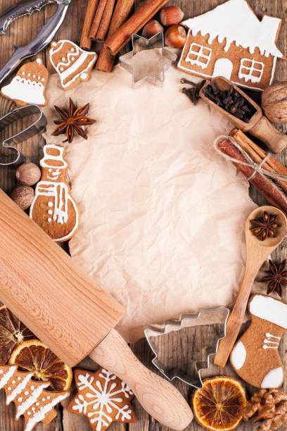 istock Holiday template with cookies and ornaments 874193608