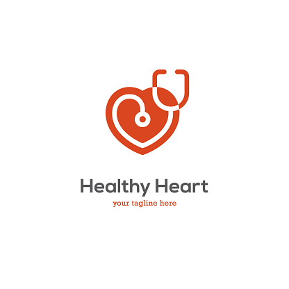 Heart icon with stethoscope. Cardiology health care center or medical clinic design concept.