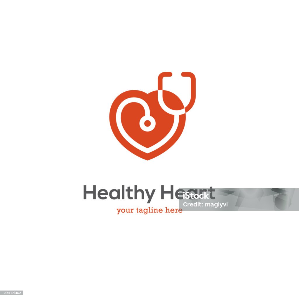 Heart icon with stethoscope. Heart icon with stethoscope. Cardiology health care center or medical clinic design concept. Stethoscope stock vector