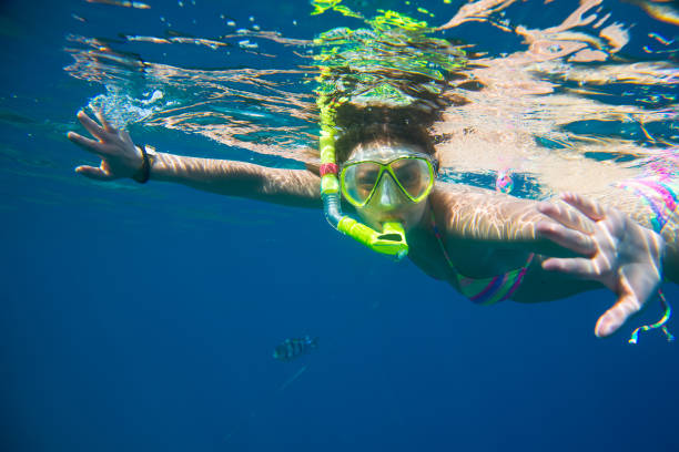 istock girl engaged in snorkeling 874201138