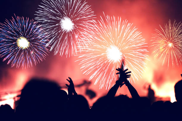 istock Crowd and fireworks, New Year concept 874204114
