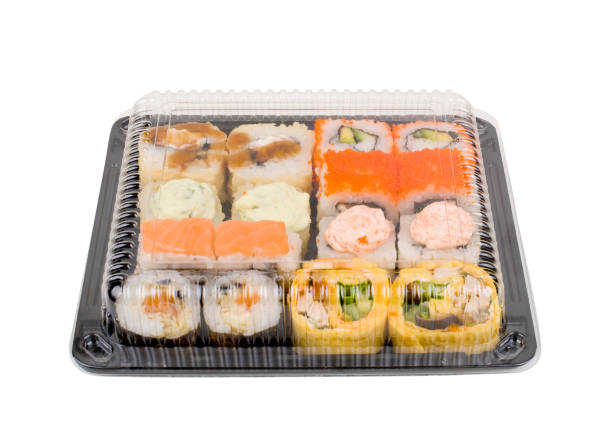 istock assorti sushi set in open plastic box isolated on white background 874205742