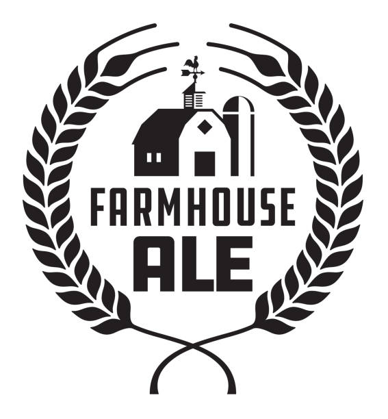 ilustraciones, imágenes clip art, dibujos animados e iconos de stock de farmhouse ale gafete o etiqueta. - cupola