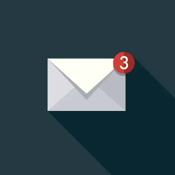 Vector illustration of Email Social Media Flat Design Icon with Side Shadow