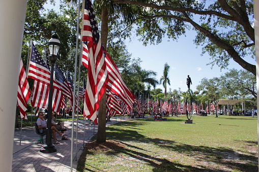 Bonita Springs, FL, USA - November 11, 2017: Veteran`s Day Ceremony at Riverside Park.
