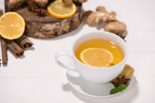 istock Healthy ginger tea ingredients on a wooden table 874219102
