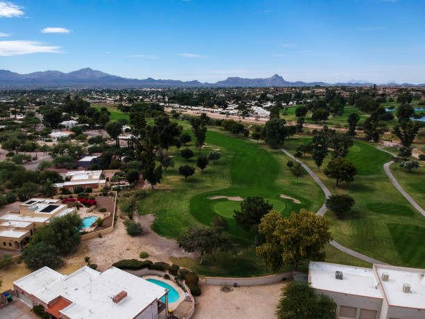 istock An American golf course and a villa seen from the sky. 874225078