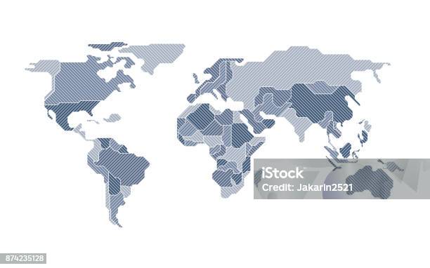 World Map Stock Illustration - Download Image Now - World Map, Map, Globe - Navigational Equipment