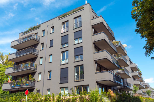 istock Modern grey apartment buildings seen in Berlin 874240960