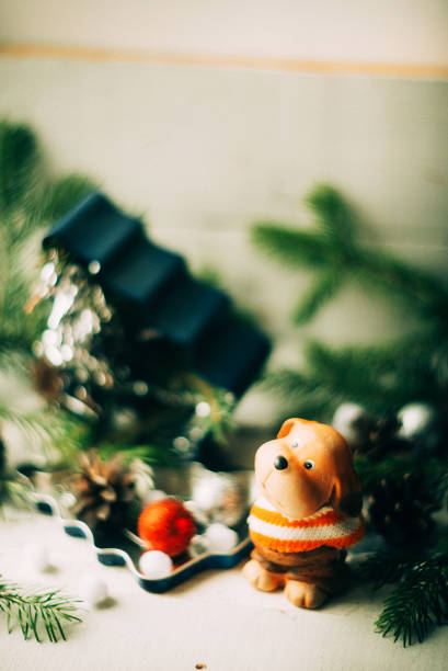 istock dachshund puppy and New Year gift 874240984