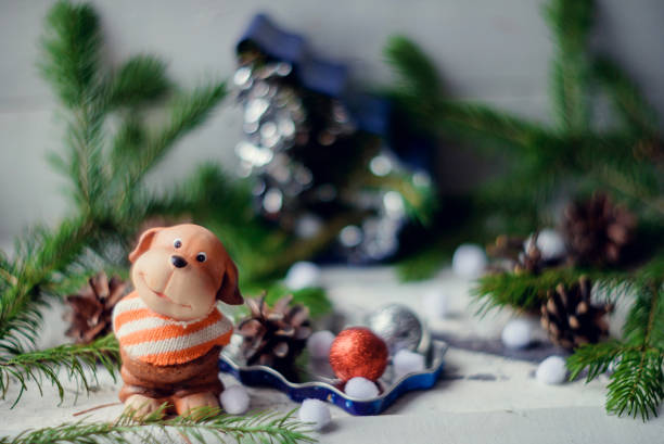 istock dachshund puppy and New Year gift 874240988