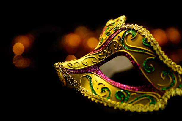 istock Masquerade venitian carnival mask, female theatrical feathers 874244686