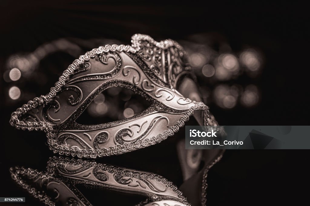 Masquerade venitian carnival mask, female theatrical feathers Costume Stock Photo