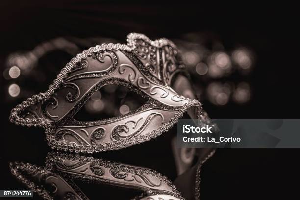 Masquerade Venitian Carnival Mask Female Theatrical Feathers Stock Photo - Download Image Now