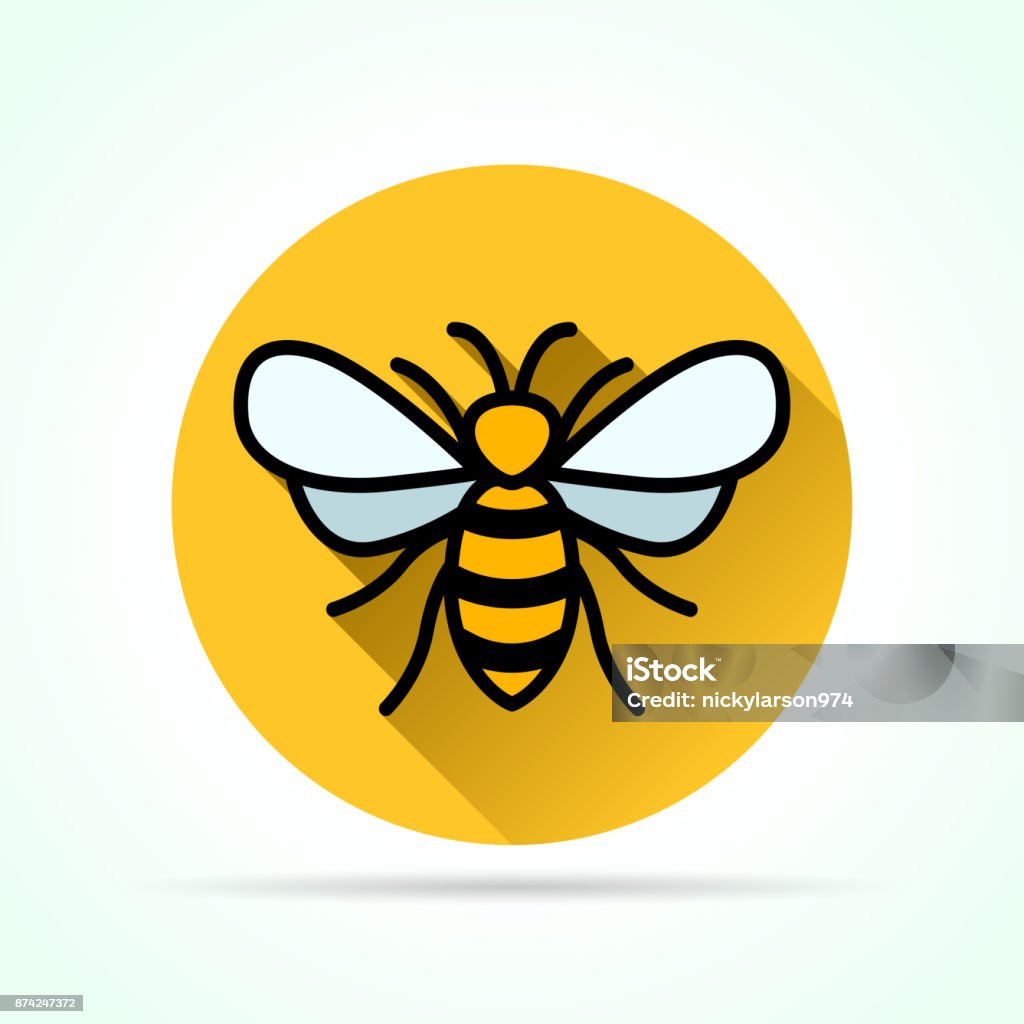 bee in yellow circle icon Illustration of bee in yellow circle icon Icon Symbol stock vector