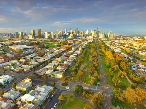 Aerial View Melbourne CBD from Port Melbourne
