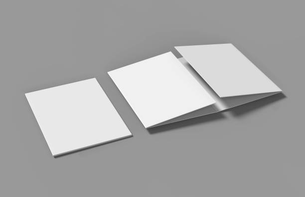 istock Double gate fold brochure blank white template for mock up and presentation design. 3d illustration. 874250422