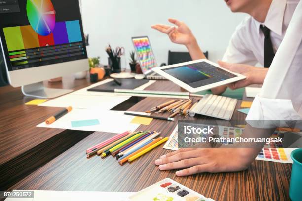 Artist Creative Meeting Or Brainstorming Graphic Design Concept Stock Photo - Download Image Now