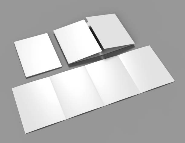 istock Double gate fold brochure blank white template for mock up and presentation design. 3d illustration. 874251092