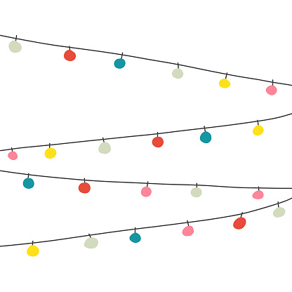 Vector illustration of a christmas greeting card with hand drawn christmas lights