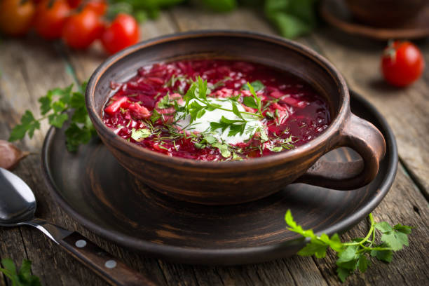 istock Borscht, Ukrainian and Russian  beetroot soup 874257326