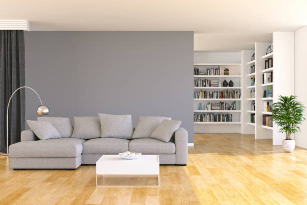 Bookshelf and sofa in living room Bookshelf and sofa in living room wide stock pictures, royalty-free photos & images