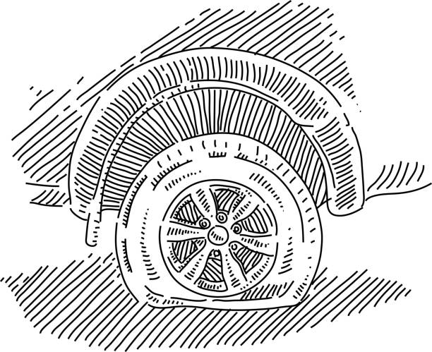 проколотый рисунок автомобильных шин - спущенное колесо stock illustrations