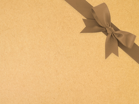 Brown Ribbon Texture Dark Brown Ribbon With Bow On Brown Paper Texture Background Stock ...
