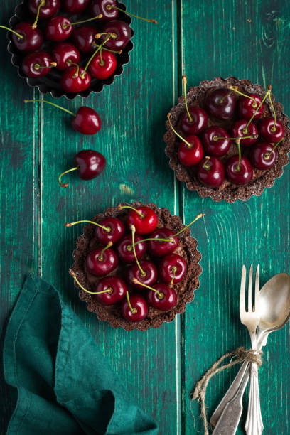 istock chocolate tarts with fresh sweet cherry 874259370