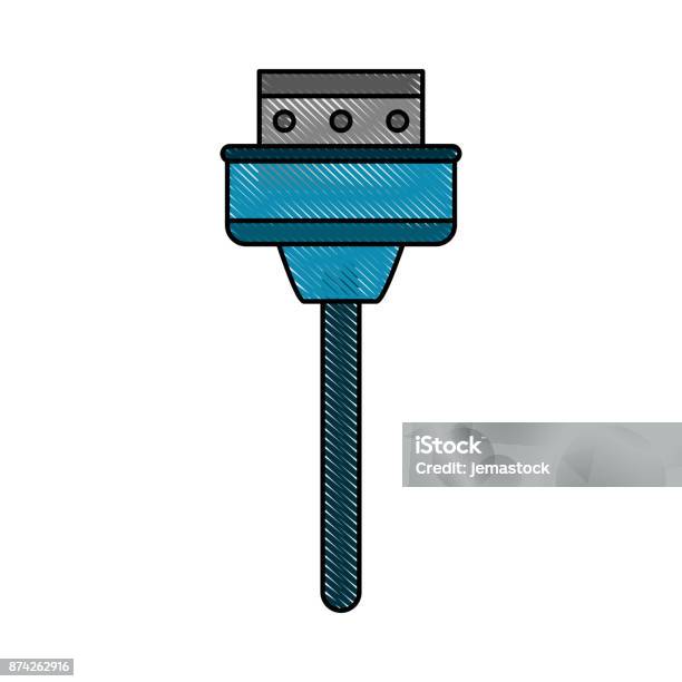 Drawn Computer Wire Computer Wire Isolated Stock Illustration - Download Image Now ...