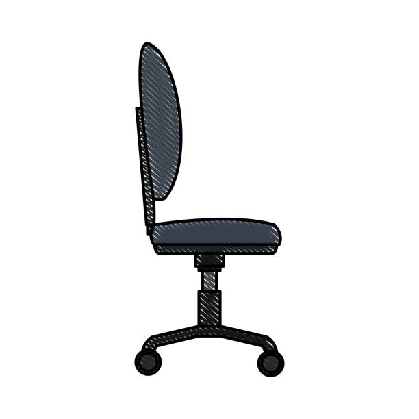 ilustrações, clipart, desenhos animados e ícones de cadeira de escritório com rodas - office chair chair furniture scribble