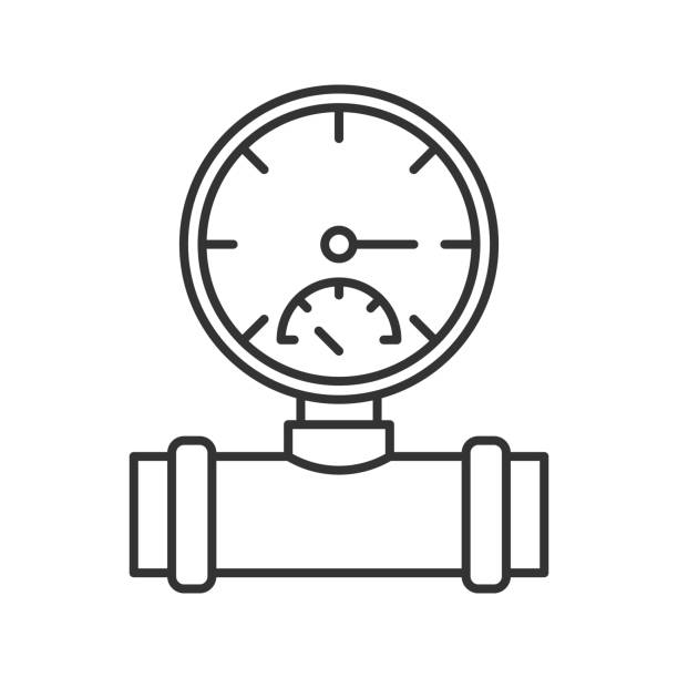 Pressure gauge icon Pressure gauge linear vector icon. Thin line pressure gauge stock illustrations