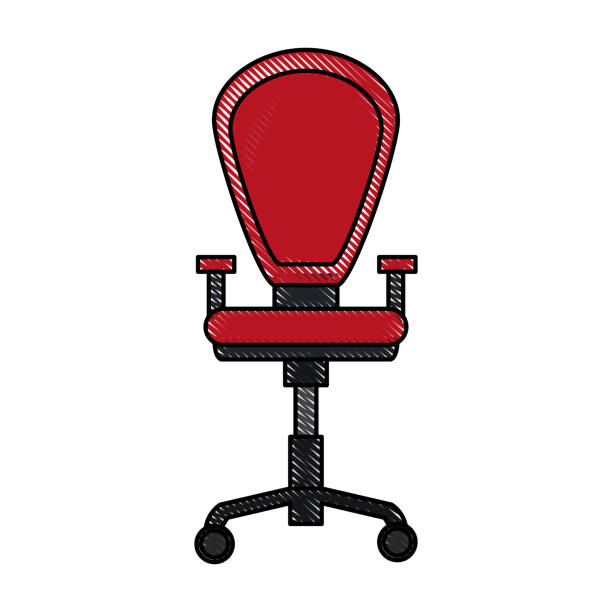 ilustrações, clipart, desenhos animados e ícones de cadeira de escritório com rodas - office chair chair furniture scribble