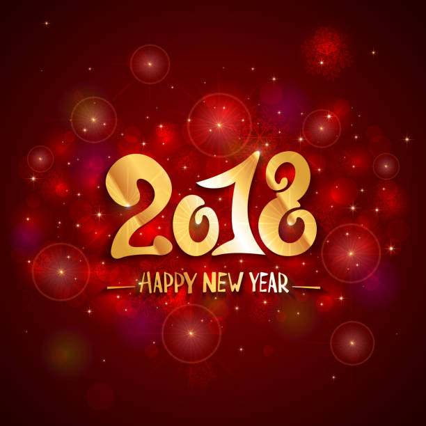 istock Golden lettering Happy New Year on red background 874273814