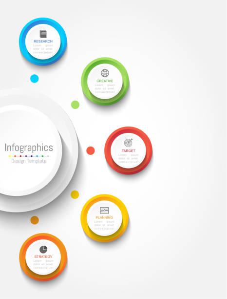 Infographic design elements for your business data with 5 options, parts, steps, timelines or processes. Circle round concept, Vector Illustration. Infographic design elements for your business data with 5 options, parts, steps, timelines or processes. Circle round concept, Vector Illustration. 4 5 years stock illustrations