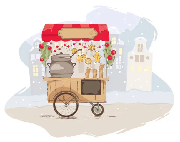 Vector illustration of Hot drinks on wheels