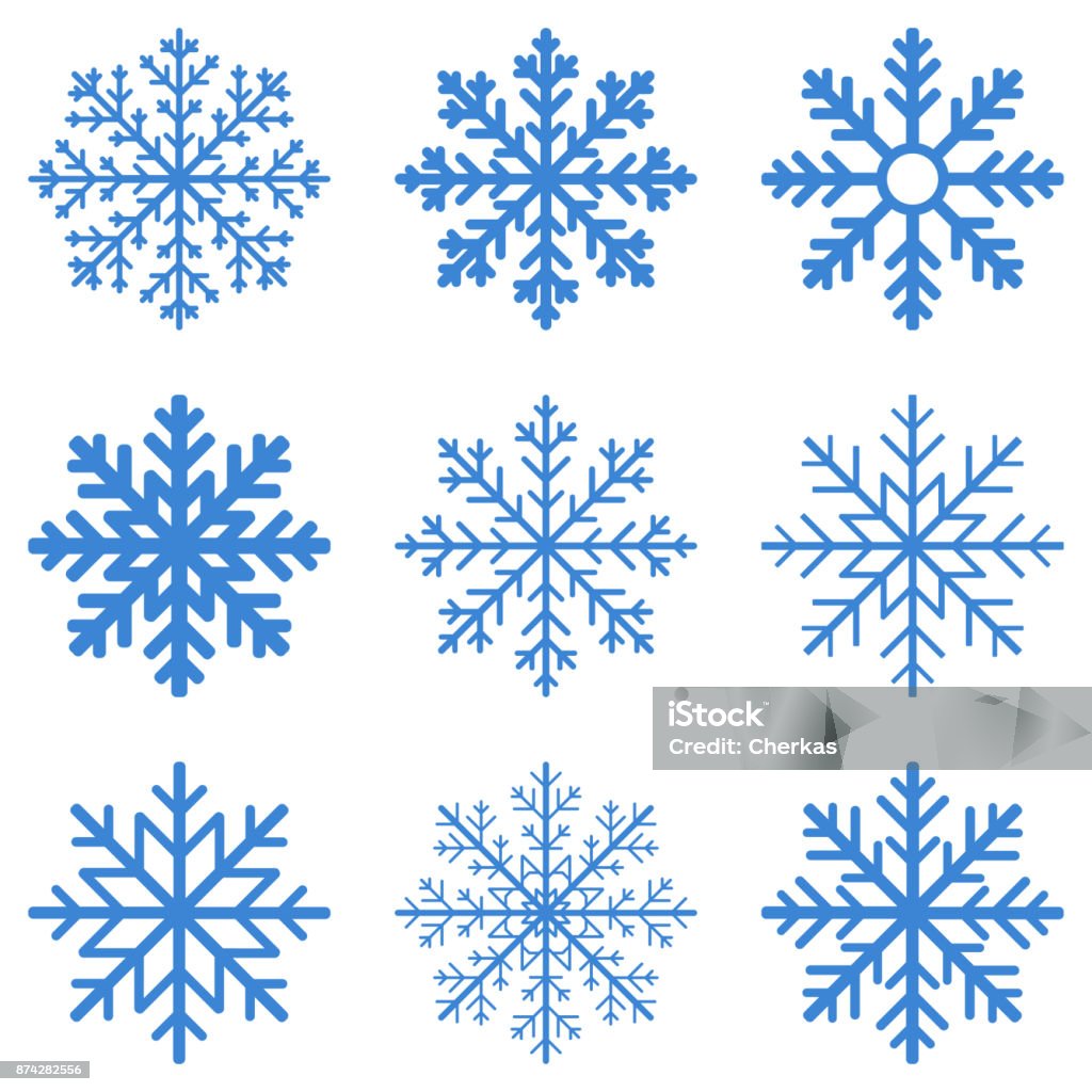 Winter Snowflake Set blue Winter Snowflake isolated on white background. Vector illustration. Ice Crystal stock vector