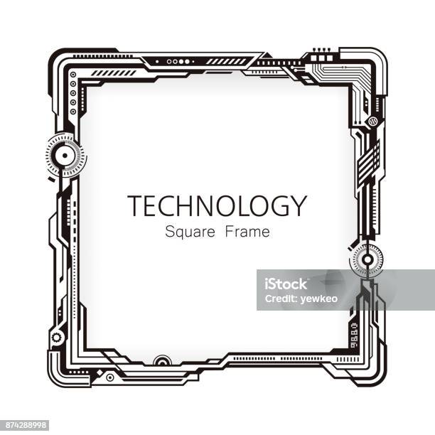 Tech Square Icon Technology Frame Square Design Stock Illustration - Download Image Now ...