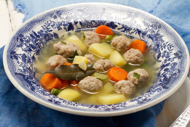 istock Rustic soup with turkey meatballs, carrots and potatoes 874290102