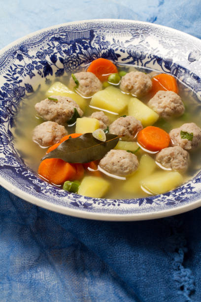 istock Rustic soup with turkey meatballs, carrots and potatoes 874290552