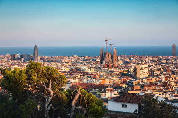 istock Barcelona Cityscape At Sunset 874301784