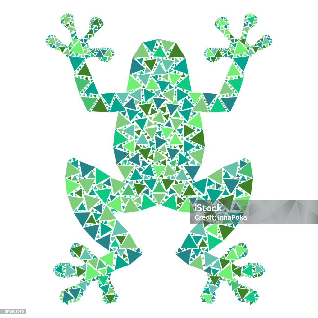 Mosaic frog. Mosaic frog. Isolated on white. Abstract stock vector