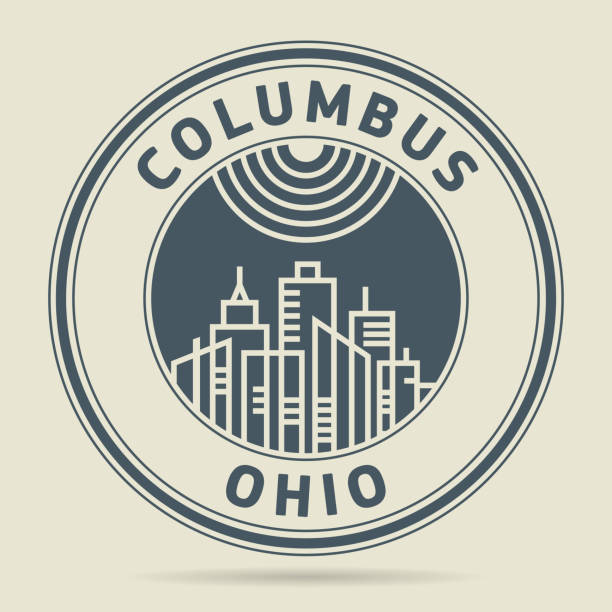 Stamp with text Columbus, Ohio Stamp or label with text Columbus, Ohio written inside, vector illustration columbus ohio sign stock illustrations