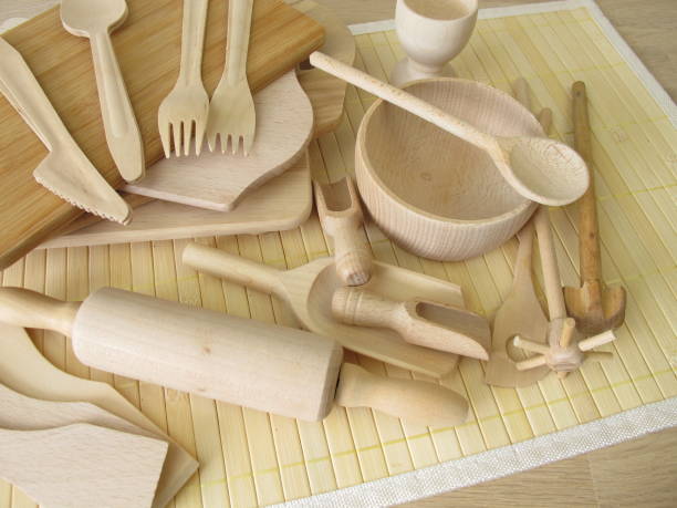 istock Plastic free kitchen utensils made of wood 874313934