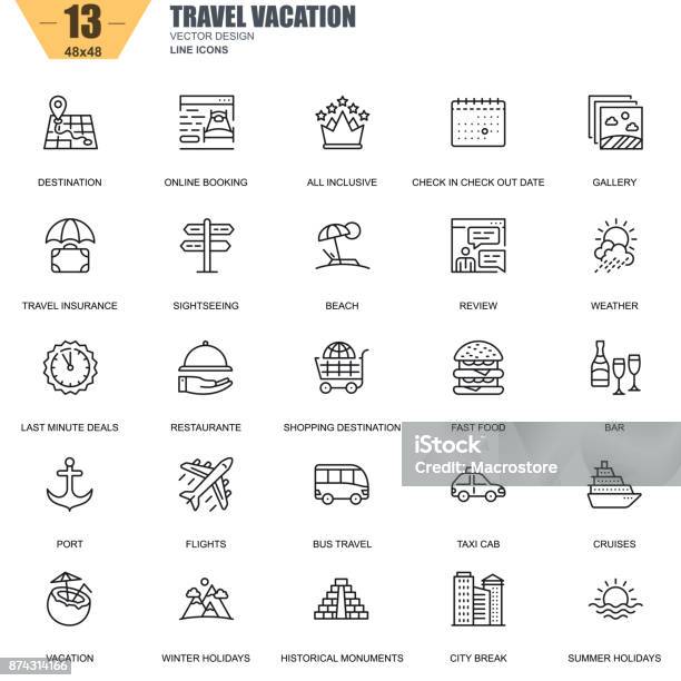 Dünne Linie Reisen Und Tourismus Für Reisebüros Icons Stock Vektor Art und mehr Bilder von Icon
