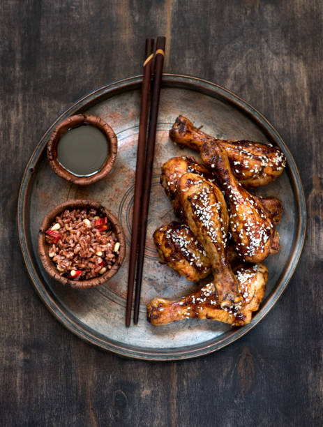 Grilled chicken legs with rice