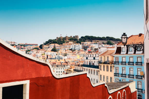 Colorful Lisbon Colorful cityscape of Lisbon. baixa stock pictures, royalty-free photos & images